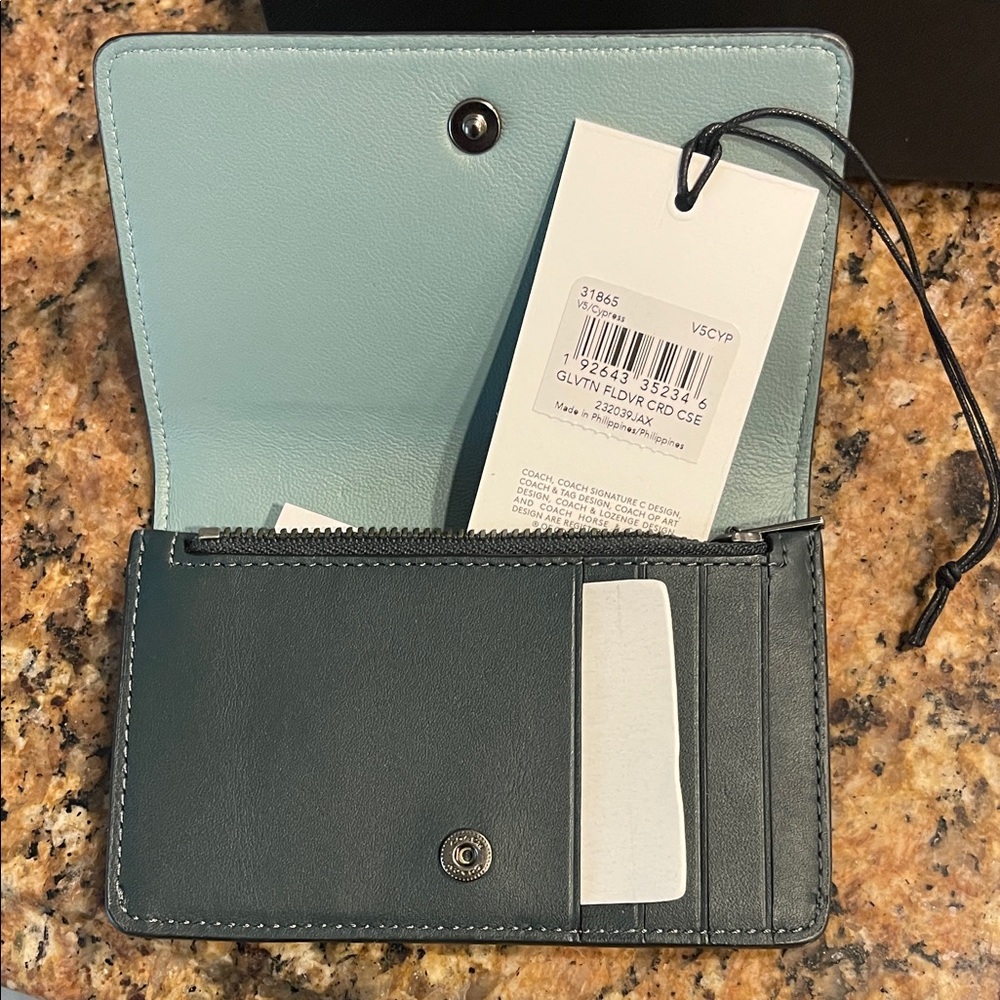 Coach Blue and Gray Card Case